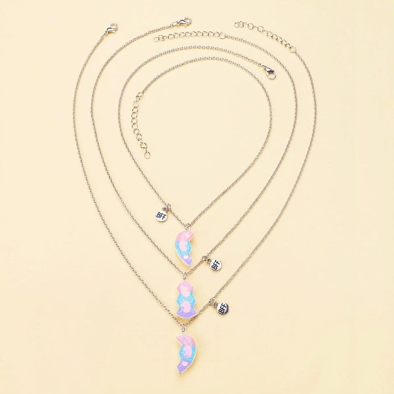 DOYYCA Friendship Necklace Best Friend Necklace for 3 Girls Magnetic Matching Heart Pendant BFF Necklaces for Sister - Image 3